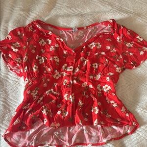 Old Navy Red Floral Blouse